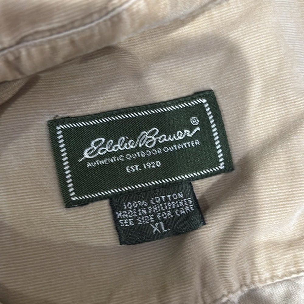 Eddie Bauer Men's Casual Tan Button-Down Shirt - Picture 3 of 3